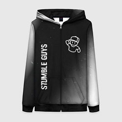 Толстовка на молнии женская Stumble Guys glitch на темном фоне вертикально, цвет: 3D-черный