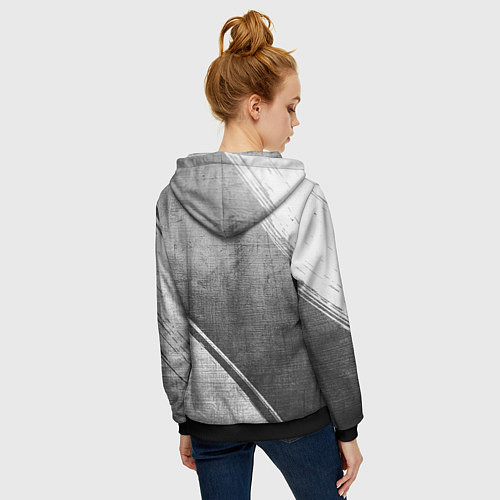 Женская толстовка на молнии Manowar - grey gradient вертикально / 3D-Черный – фото 4