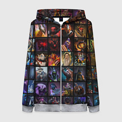 Толстовка на молнии женская Dota 2 - все персонажи, цвет: 3D-меланж
