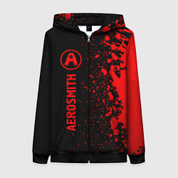Толстовка на молнии женская Aerosmith - red gradient по-вертикали, цвет: 3D-черный