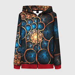 Толстовка на молнии женская Оптическая абстракция круги, цвет: 3D-красный