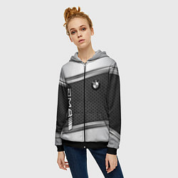 Толстовка на молнии женская BMW car motors metal, цвет: 3D-черный — фото 2