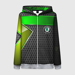 Женская толстовка на молнии Skoda metal auto