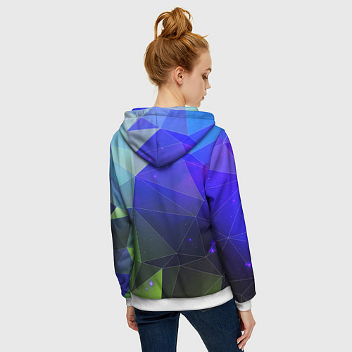 Женская толстовка на молнии Неоновые треугольники геометрия / 3D-Белый – фото 4