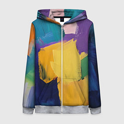 Толстовка на молнии женская Мазки красок, цвет: 3D-меланж