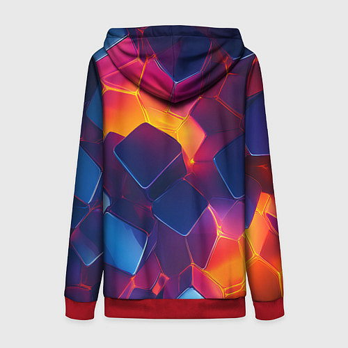 Женская толстовка на молнии Неоновая геометрическая текстура / 3D-Красный – фото 2
