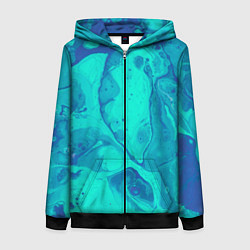 Толстовка на молнии женская Эффект размытых красок, цвет: 3D-черный