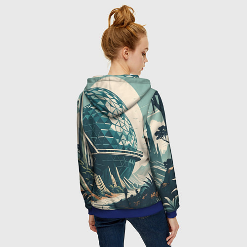 Женская толстовка на молнии Фантастика круглое здание / 3D-Синий – фото 4