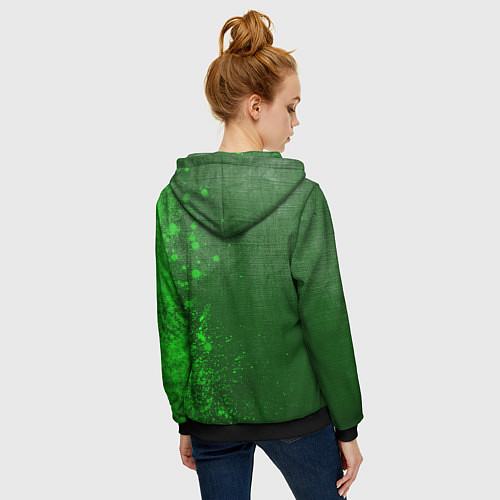 Женская толстовка на молнии Pantera - green gradient по-вертикали / 3D-Черный – фото 4