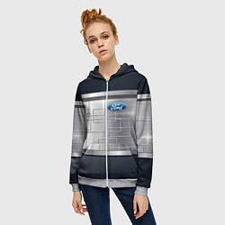 Толстовка на молнии женская FORD текстура из метала, цвет: 3D-меланж — фото 2