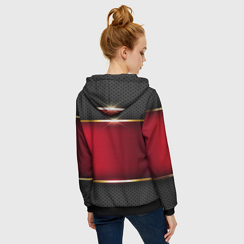 Женская толстовка на молнии Chevrolet metal auto / 3D-Черный – фото 4