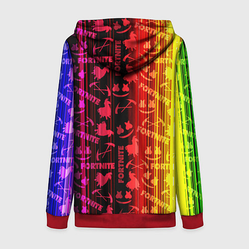 Женская толстовка на молнии Fortnite neon game / 3D-Красный – фото 2
