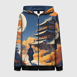 Женская толстовка на молнии Азия ночь луна