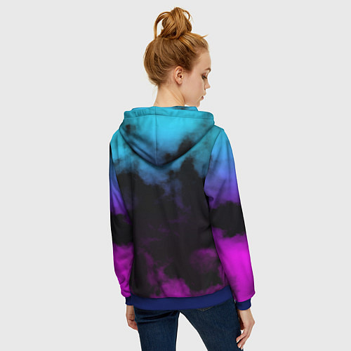 Женская толстовка на молнии Градиент - дым / 3D-Синий – фото 4