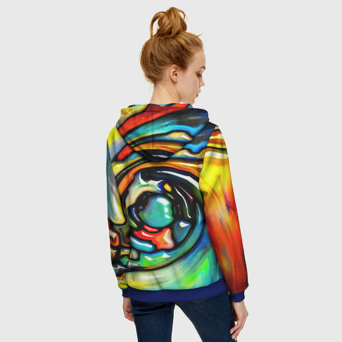 Женская толстовка на молнии Акварельные краски мозаика / 3D-Синий – фото 4