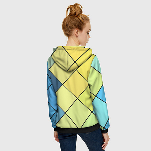 Женская толстовка на молнии Геометрия линии клетка / 3D-Черный – фото 4