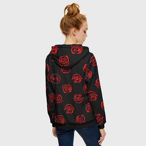 Женская толстовка на молнии Twenty one pilots rose pattern / 3D-Черный – фото 4