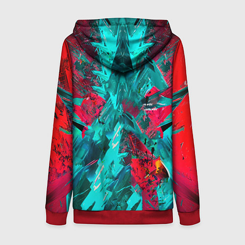 Женская толстовка на молнии Электрогитара в красках / 3D-Красный – фото 2