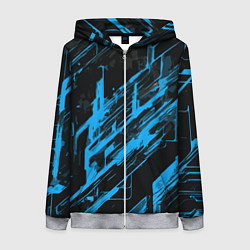 Женская толстовка на молнии Blue stripes on a black background