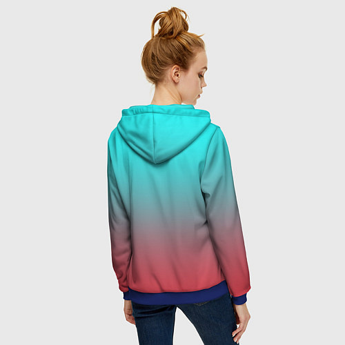 Женская толстовка на молнии Абстрактно неоновый градиент / 3D-Синий – фото 4