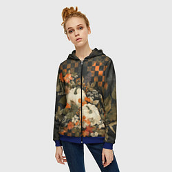 Толстовка на молнии женская Бледные тыквы, цвет: 3D-синий — фото 2