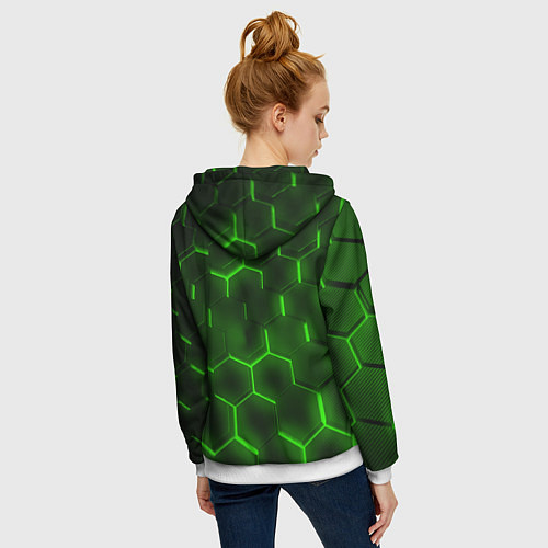 Женская толстовка на молнии Doom кислотная броня / 3D-Белый – фото 4