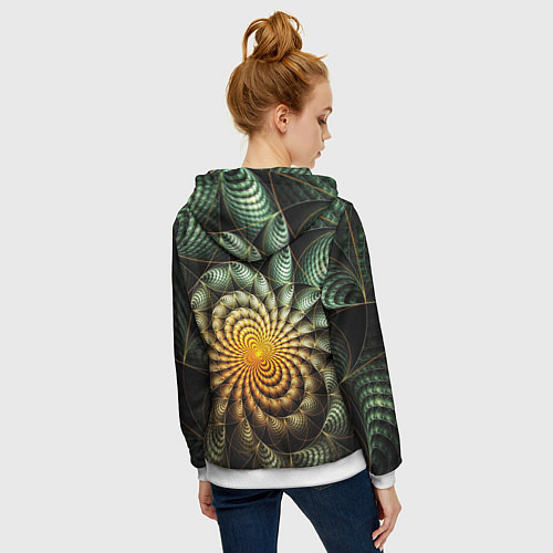 Женская толстовка на молнии Оптический узор фракталы / 3D-Белый – фото 4