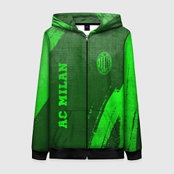 Толстовка на молнии женская AC Milan - green gradient вертикально, цвет: 3D-черный