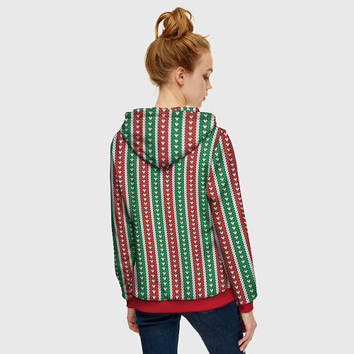 Женская толстовка на молнии Knitted pattern / 3D-Красный – фото 4