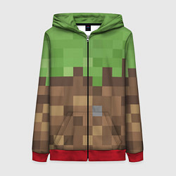Толстовка на молнии женская Earth - Minecraft, цвет: 3D-красный