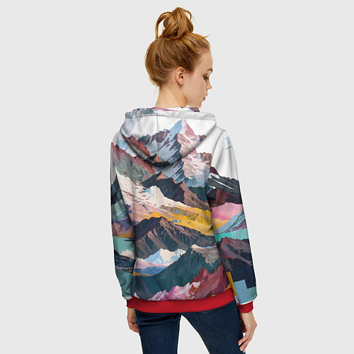Женская толстовка на молнии Искусство гор / 3D-Красный – фото 4