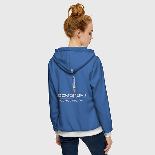 Женская толстовка на молнии Сургут - северное сияние / 3D-Белый – фото 4