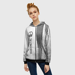 Толстовка на молнии женская Babymetal - white gradient по-вертикали, цвет: 3D-черный — фото 2