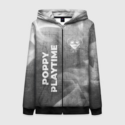 Толстовка на молнии женская Poppy Playtime - grey gradient вертикально, цвет: 3D-черный