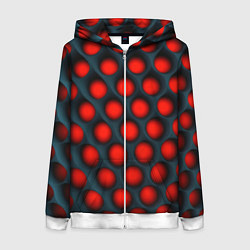 Толстовка на молнии женская Оптическая иллюзия красная броня, цвет: 3D-белый