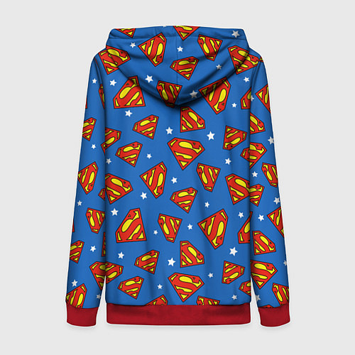 Женская толстовка на молнии Супермен паттерн / 3D-Красный – фото 2