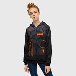 Толстовка на молнии женская KTM - плиты с эффектом свечения, цвет: 3D-черный — фото 2