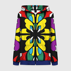 Толстовка на молнии женская Яркий калейдоскоп, цвет: 3D-синий