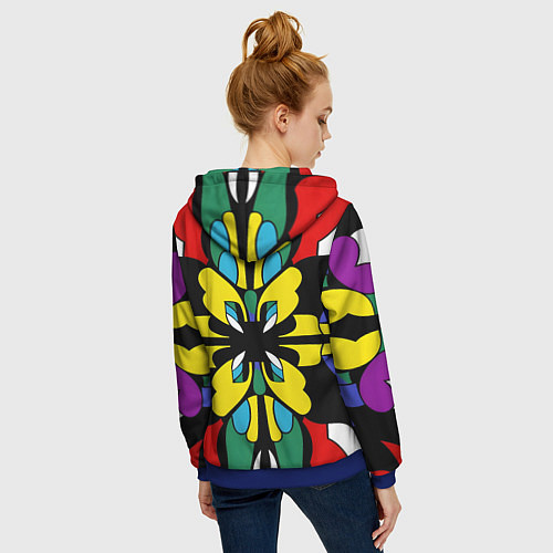 Женская толстовка на молнии Яркий калейдоскоп / 3D-Синий – фото 4