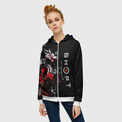 Толстовка на молнии женская Ghost of Tsushima - snowflakesv, цвет: 3D-белый — фото 2