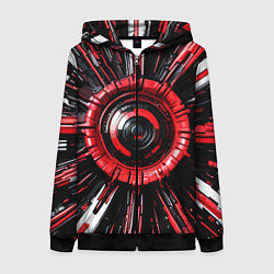 Женская толстовка на молнии Чёрно-красная сфера киберпанк