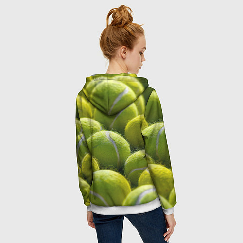 Женская толстовка на молнии Теннисные мячи / 3D-Белый – фото 4