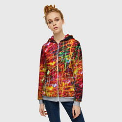 Толстовка на молнии женская Неоновый хаос, цвет: 3D-меланж — фото 2