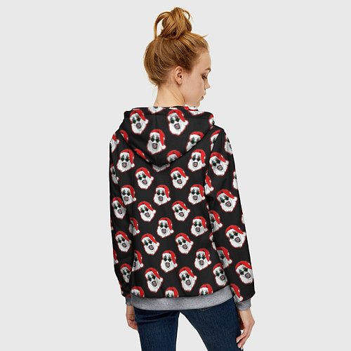 Женская толстовка на молнии Santa clown Art / 3D-Меланж – фото 4