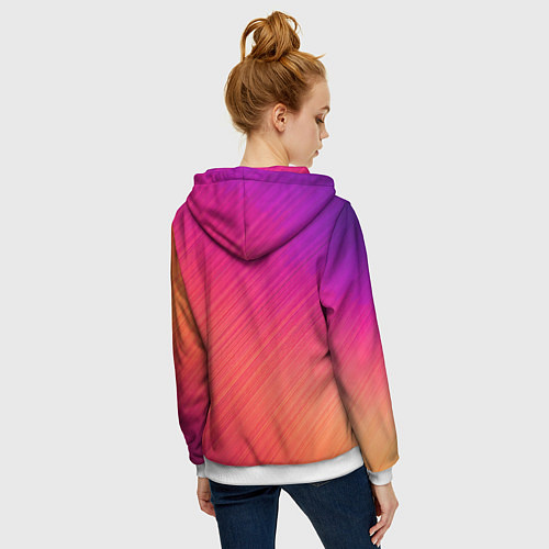 Женская толстовка на молнии Градиент в косую полоску / 3D-Белый – фото 4