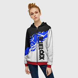 Толстовка на молнии женская Блюлок - абстракция синяя, цвет: 3D-красный — фото 2