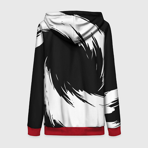 Женская толстовка на молнии Lixiang - белые штрихи / 3D-Красный – фото 2