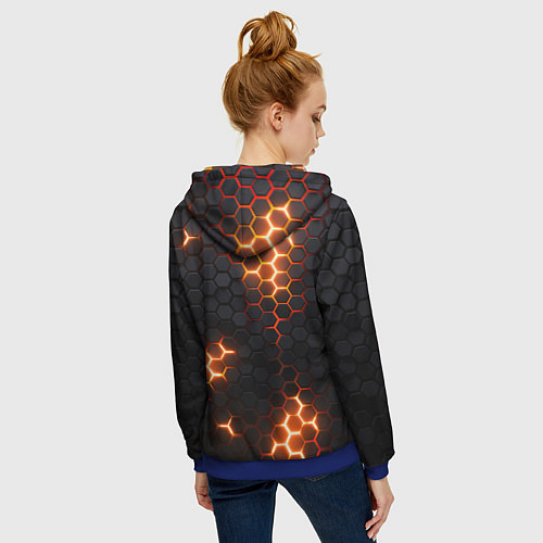 Женская толстовка на молнии Arctic Monkeys - плиты с подсветкой / 3D-Синий – фото 4