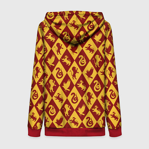 Женская толстовка на молнии Гарри Поттер факультеты / 3D-Красный – фото 2