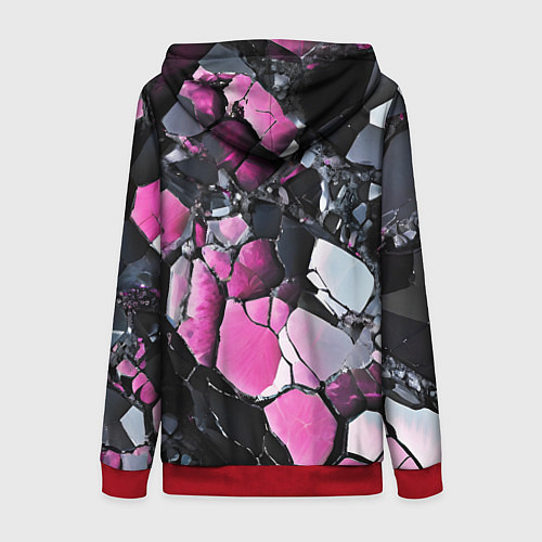 Женская толстовка на молнии Чёрно-розовый камень / 3D-Красный – фото 2